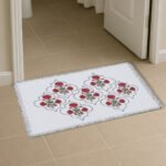 Premium Block print Cotton Canvas Washable Floor Mat – Poppy Red - Image 2
