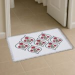 Premium Block print Cotton Canvas Washable Floor Mat – Poppy Red