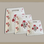 Dining Table Service Tray Set of 2 pcs. – Poppy Red all over - 100% Cotton Cloth