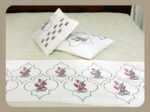 Premium Hand block Printed Red Floral MG - Bed Runner  with 2 Cushion Covers