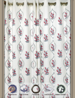 Premium Hand block Printed Red Floral OG Curtains - Image 4