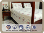 Premium Hand block Printed Red Floral OG King Size Bed Sheet with 2 Pillows - Image 3