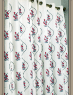 Premium Hand block Printed Red Floral OG Curtains - Image 2