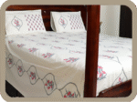 Premium Hand block Printed Red Floral OG King Size Bed Sheet with 2 Pillows