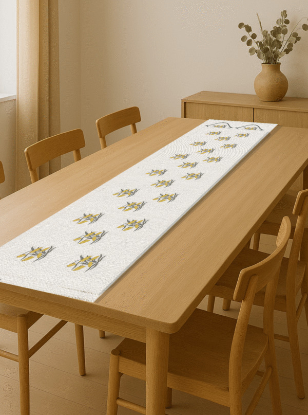 100% Cotton Canvas Table Runner  – Yellow Flower
