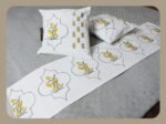 Premium Hand block Printed Yellow Floral MG - Bed Runner  with 2 Cushion Covers - Image 2