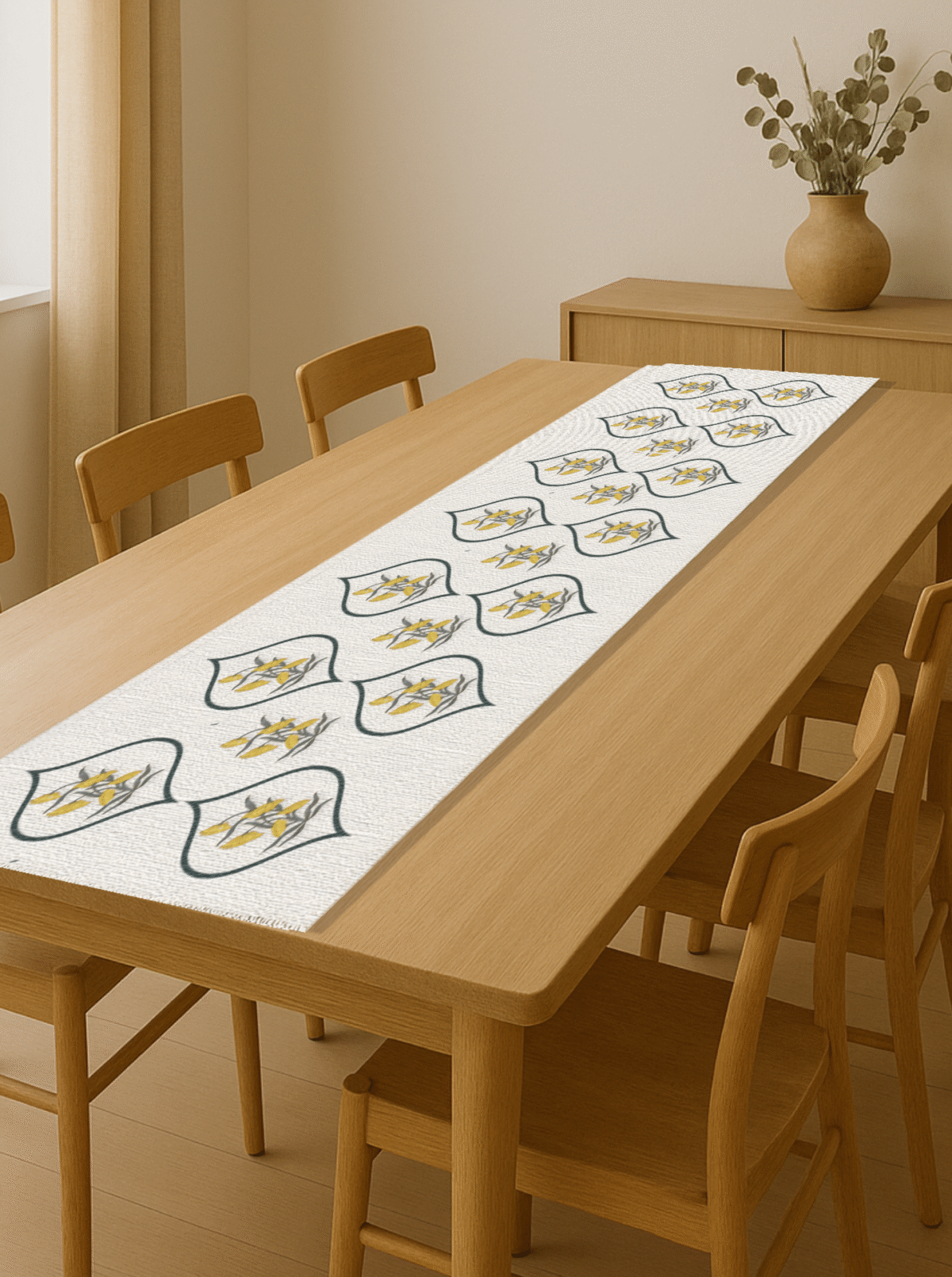 100% Cotton Canvas Table Runner  – Yellow Flower - Image 3