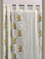 Premium Hand block Printed Yellow Floral MG Curtains - Image 4