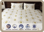 Premium Hand block Printed  Yellow Floral OG King Size Bed Sheet with 2  Pillows - Image 3