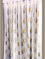 Premium Hand block Printed Yellow Floral OG Curtains - Image 3