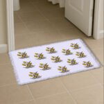 Premium Block print Cotton Canvas Washable Floor Mat – Flower Yellow - Image 2