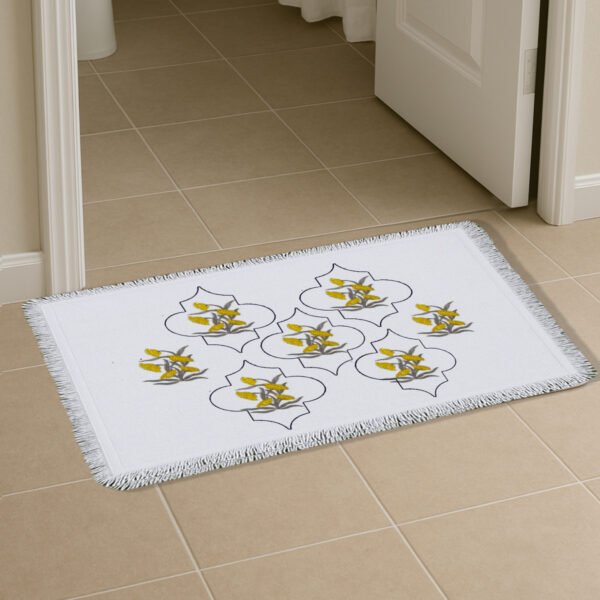 Premium Block print Cotton Canvas Washable Floor Mat – Flower Yellow