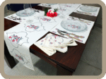 Dining Table Linen Set – Sun Flower Red MG 100% Cotton Canvas and Cotton Cloth Reusable – Set of 13 pcs.