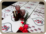Dining Table  Linen Set – Sun Flower Red OG 100% Cotton Canvas and Cotton Cloth Reusable - Set of 13 pcs. - Image 2