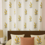 Premium Hand block Printed Yellow Floral AO Curtains
