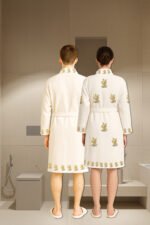 Personalized Block print Waffle Cotton bath robes for women – Yellow Floral - Image 3
