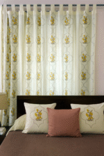 Premium Hand block Printed Yellow Floral MG Curtains
