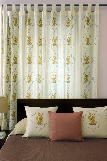 Premium Hand block Printed Yellow Floral MG Curtains