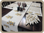Dining Table  Linen Set – Sun Flower Yellow AO 100% Cotton Canvas and Cotton Cloth Reusable - Set of 13 pcs.