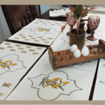 Dining Table  Linen Set – Sun Flower Yellow MG 100% Cotton Canvas and Cotton Cloth Reusable - Set of 13 pcs.