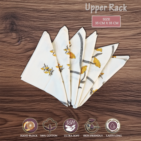 100% Cotton Napkins – Yellow SF OG Multipurpose Uses - Dining Table Napkins, Kitchen Napkins, Work Lunch Napkins  Reusable - Set of 6 pcs.
