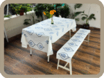 Hand Block Printed Table Cover – Jaipur Collection – Buta Blue - Image 3