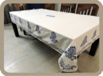 Hand Block Printed Table Cover – Jaipur Collection – Blue Pottery - Image 2