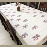 Hand Block Printed Table Cover – Jaipur Collection – Red Floral