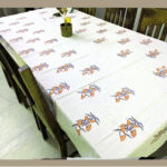 Hand Block Printed Table Cover – Jaipur Collection – Yellow Floral