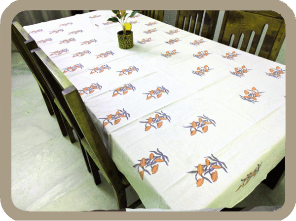 Hand Block Printed Table Cover – Jaipur Collection – Yellow Floral