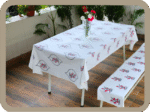 Hand Block Printed Table Cover – Jaipur Collection – Red Floral - Image 5