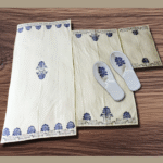 Special Block print Blue Pottery Bath/Hand/Face Waffle Towel set
