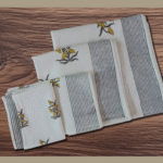 Special Block print Yellow Floral Bath/Hand/Face Waffle Towel set