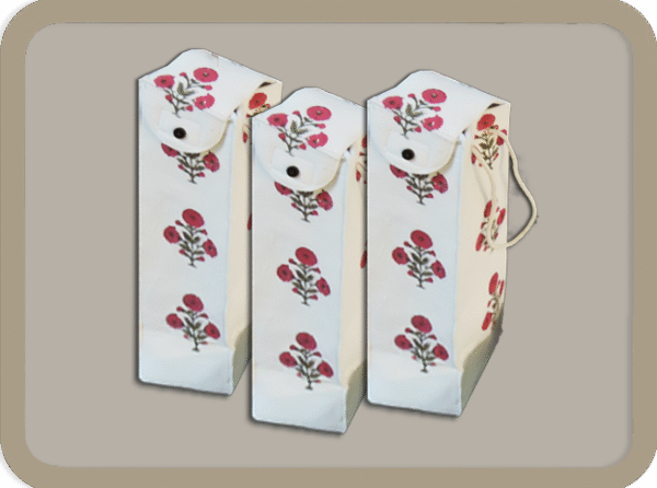 Dining Table Bottle Cover – Poppy Red all over 100% Cotton  Cloth