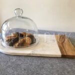 Wooden Marble Service Platter (16”X5”)