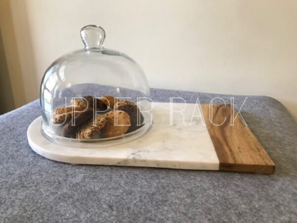 Wooden Marble Service Platter (16”X5”)