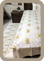 Premium Hand block Printed Yellow Floral Bed room Set of 5  pieces - Image 2