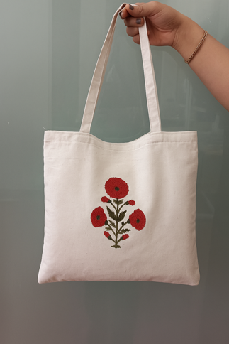 Tote Bag Red Poppy- 100% Cotton Cloth