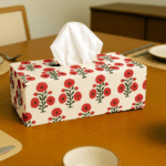 Hand Block Printed Tissue Box Holder(9 x 5 inch)/Rectangular Napkin Holder/Facial Tissue Holder for Home Office Car Bathroom & Kitchen with Floral Fanatsy Design