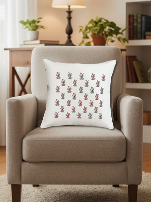 Premium Hand block Printed Red Floral– Set of  2 Cushion Covers