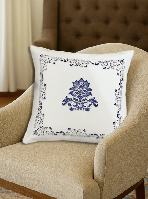 Premium Hand block Printed Blue Pottery – Set of  2 Cushion Covers