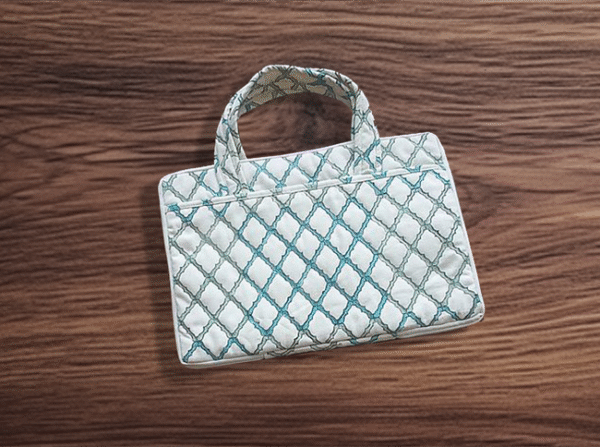 Quilted Laptop Sleeve | 16x10 Inch Stylish Padded Laptop Case | Soft Cotton Fabric | Lightweight Zip Closure | Travel Friendly  - 100% Cotton Cloth