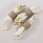 Grooved Wood Napkin Rings Set – set of 6 pieces