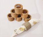 Grooved Wood Napkin Rings Set – set of 6 pieces - Image 3