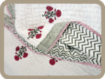 Hand block Printed Jaipuri Poppy Floral Mulmul Cotton Quilt / Razai for Double Bed - Image 4