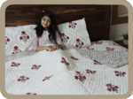 Hand block Printed Jaipuri Poppy Floral Mulmul Cotton Quilt / Razai for Double Bed - Image 3