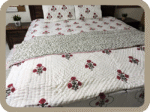 Hand block Printed Jaipuri Poppy Floral Mulmul Cotton Quilt / Razai for Double Bed