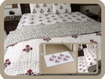 Premium Hand block Printed Red Poppy Floral Bed room Set of 6 Pieces