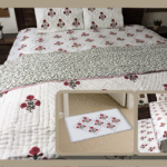 Premium Hand block Printed Red Poppy Floral Bed room Set of 6 Pieces