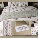 Premium Hand block Printed Poppy Floral Bed room Set of 10 Pieces